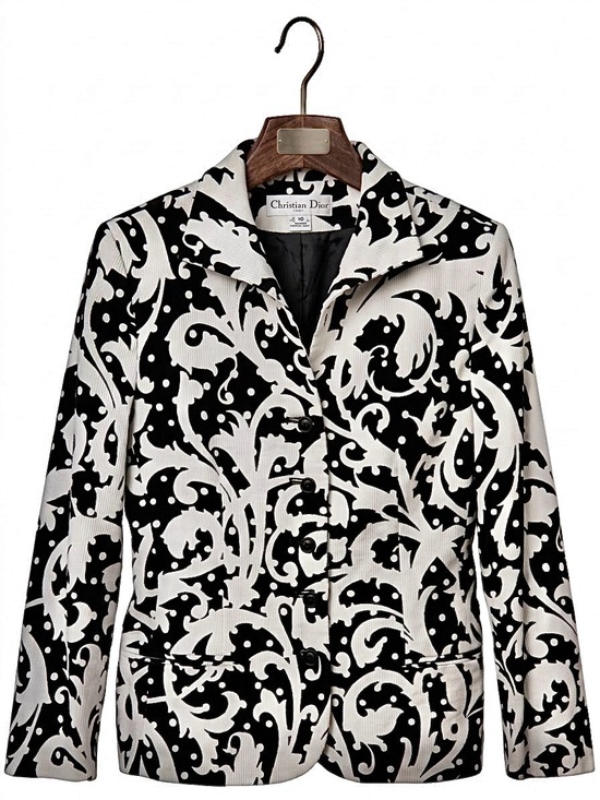 Dior Jackets & Blazers - Christian Dior vintage 90’s black white Baroque Scroll Print Blazer jacket 10